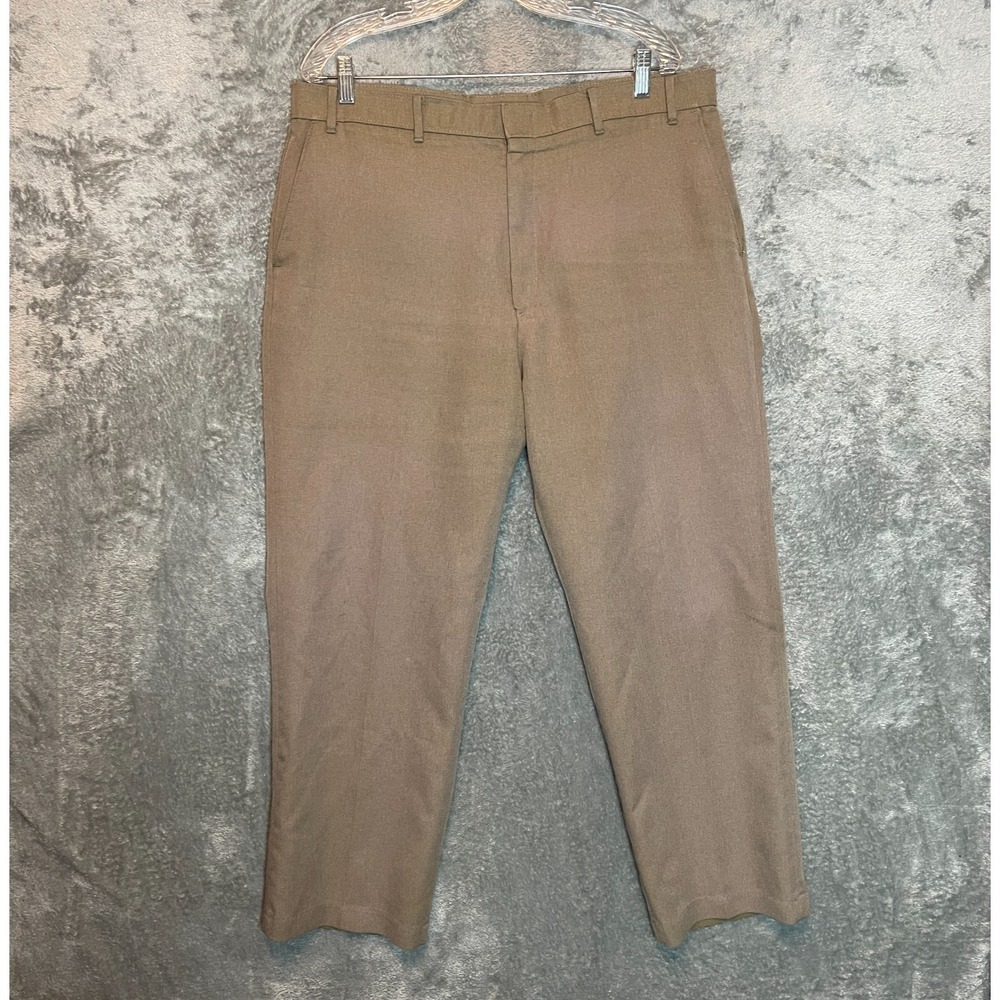 Vtg Levis Action Slacks‎ Men Relaxed Flat Front Pants 38x29 Grandpa Poly Beige
